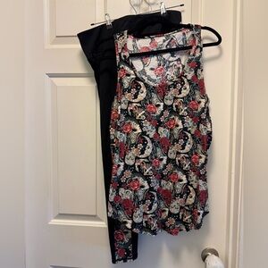 Torrid Black Floral Skull. Moon, Face Activewear Tank & Leggings